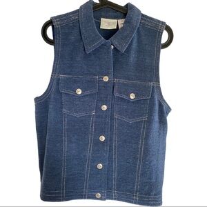 Susan Bristol Blue Cotton Sleeveless Vest Sz PM